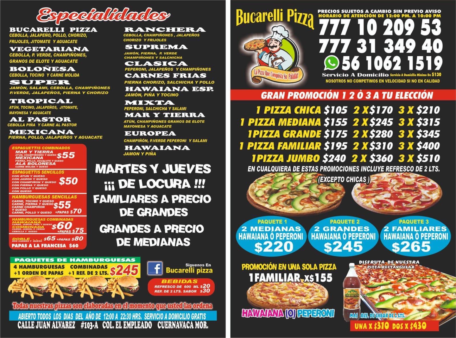 Promociones y menú adicional
